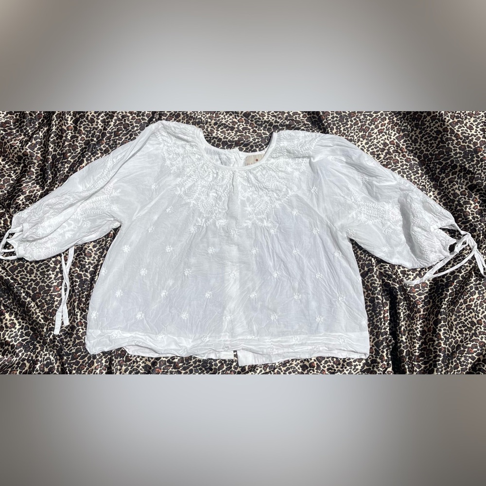 Hannah Artwear Cotton Floral Embroidered Top